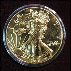 979. 2005 American Eagle Silver Dollar. Gold Plated BU.