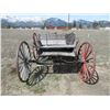 Image 2 : Old 4 Wheel Buggy- 7'L X 3'W Box- 40" Front Wheels- 46" Rear Wheels- Brakes- Saddle Bags- Washtub- 2