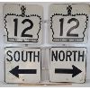 Image 1 : HIGHWAY 12 SOUTH / NORTH METAL SIGN