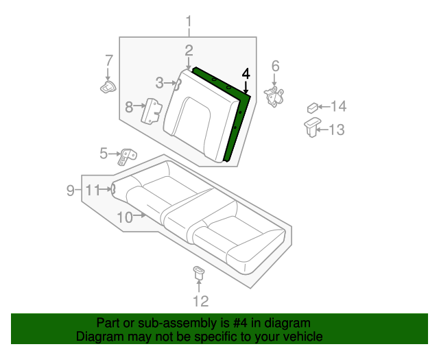 2003-2008 Hyundai Tiburon Seat Back Frame 89401-2C500 | QuirkParts image.