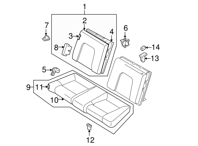 2003-2008 Hyundai Tiburon Seat Back Frame 89401-2C500 | QuirkParts