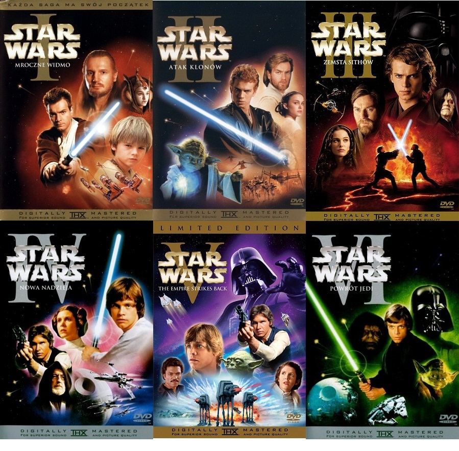 GWIEZDNE WOJNY 1 - 6 CAŁA SAGA STAR WARS 6 DVD