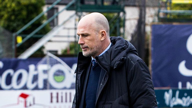 DUNDEE, SCOTLAND - MARCH 17: Rangers Manager Phillipe Clement inspects the pitch during a cinch Premiership match between Dundee and Rangers at the Scot Foam Stadium at Dens Park, on March 17, 2024, in Dundee, Scotland. (Photo by Alan Harvey / SNS Group)