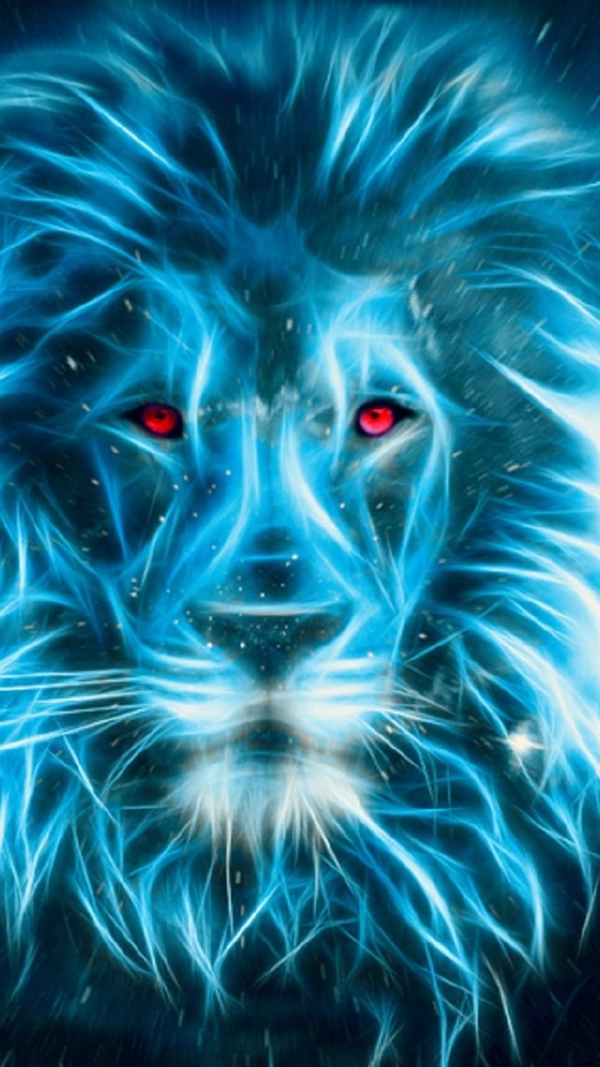 Blue Lion, Red Eyes HD phone wallpaper