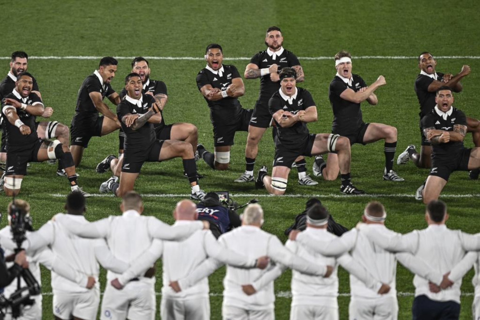 Haka de Nueva Zelanda ante Inglaterra, en imagen de archivo