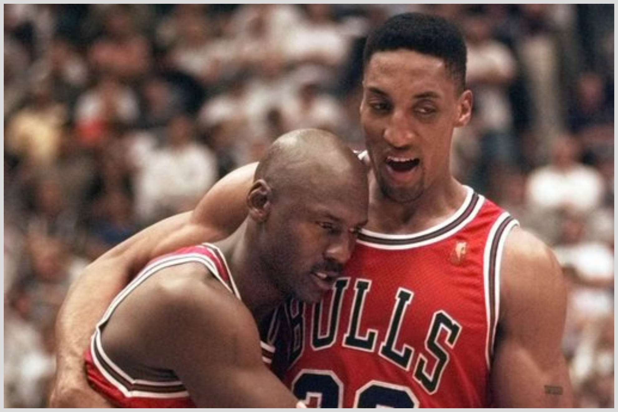 Michael Jordan and Scottie Pippen playing for Chicago Bulls