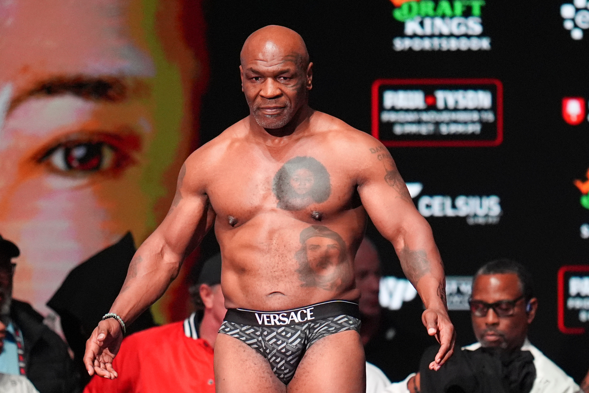 Mike Tyson at the weigh-in for the Jake Paul fight.