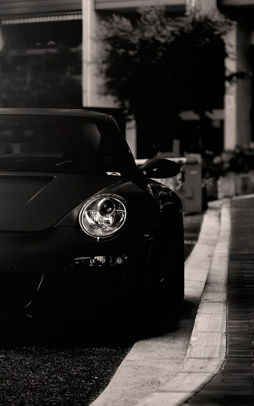 Porsche 911 Black And White Android, black cars android HD phone wallpaper