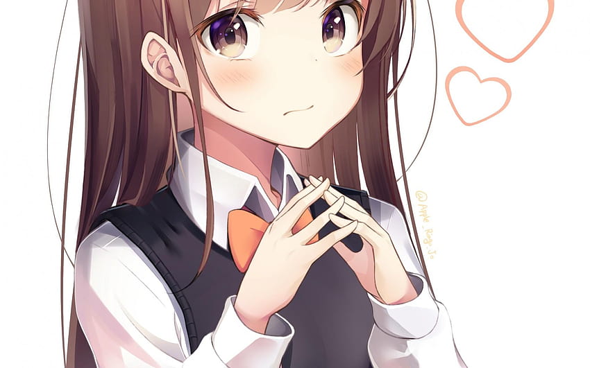 1920x1200 Anime Girl, Moe, Brown Hair, Cute, School, anime cute girls ...