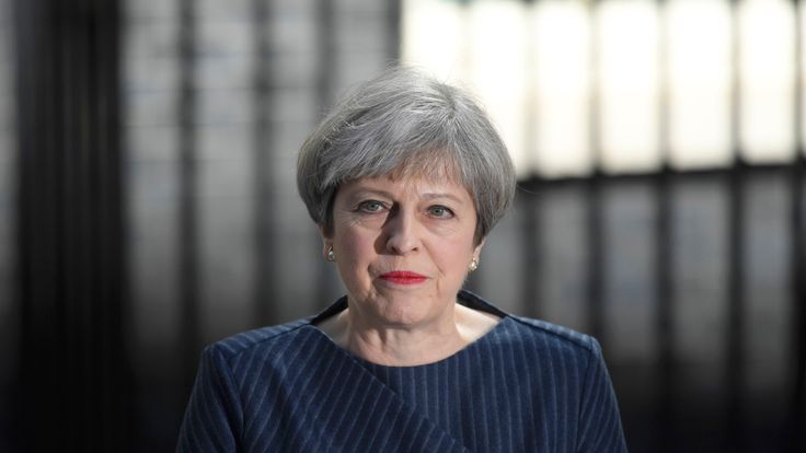 Britain's Prime Minister Theresa May speaks to the media outside 10 Downing Street