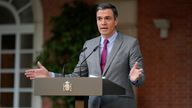 Prime Minister Pedro Sanchez announcing the pardons