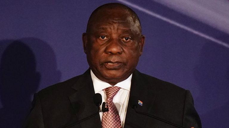 President Cyril Ramaphosa of South Africa, speaking at a UK - South Africa Business Forum at Lancaster House in London in November 2022