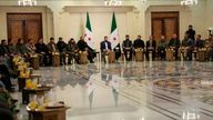 Syria's de facto leader Ahmed al-Sharaa attends a meeting with former rebel faction chiefs in Damascus.
Pic: SANA/Reuters