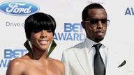 Rap group Diddy Dirty Money, consisting of Sean Combs (C), Dawn Richard (L) and Kalenna Harper, arrive at the 2011 BET Awards in Los Angeles, California, June 26, 2011. REUTERS/Jason Redmond (UNITED STATES - Tags: ENTERTAINMENT)

