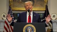 Donald Trump delivers remarks on AI infrastructure at the Roosevelt room. Pic: Reuters