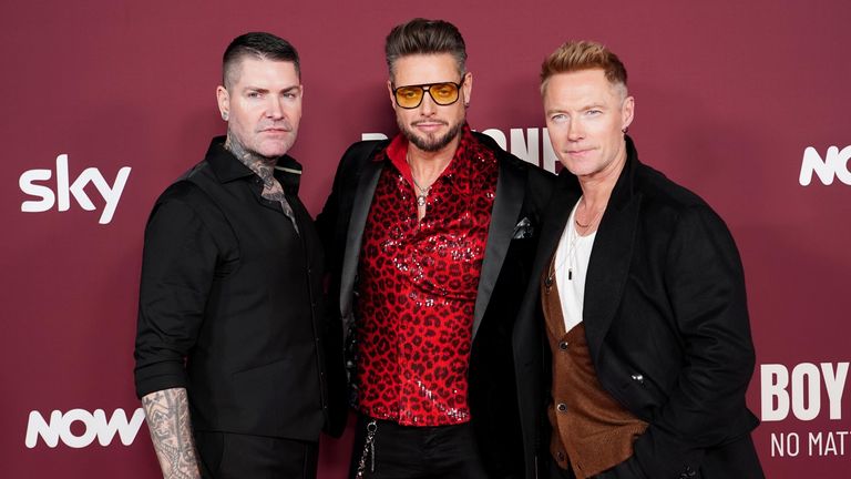 Shane Lynch, Keith Duffy and Ronan Keating attending the world premiere of Boyzone No Matter What, at London's Roundhouse. Picture date: Monday January 27, 2025.