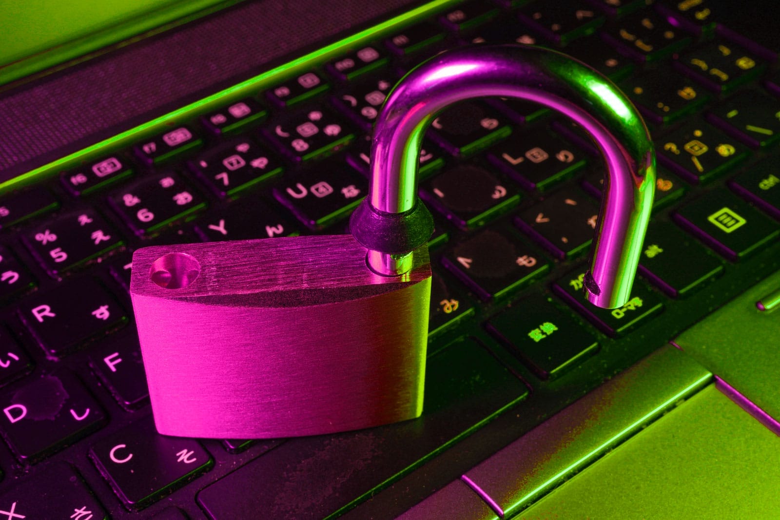 padlock resting on laptop keyboard