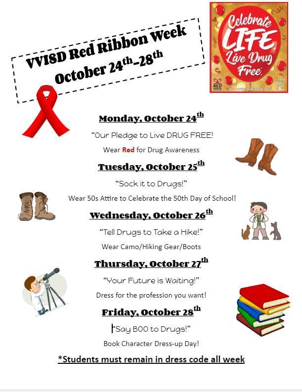 VVISD Red Ribbon Week is October 24th - 28th | Van Vleck ISD