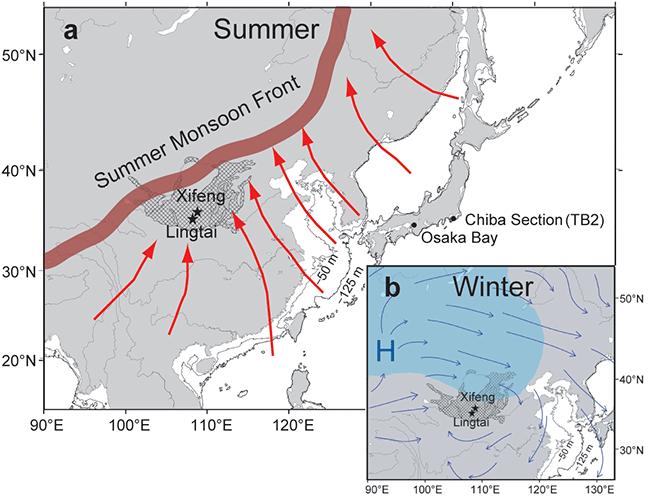 Map of the East Asian Monsoon Area and Survey Locations