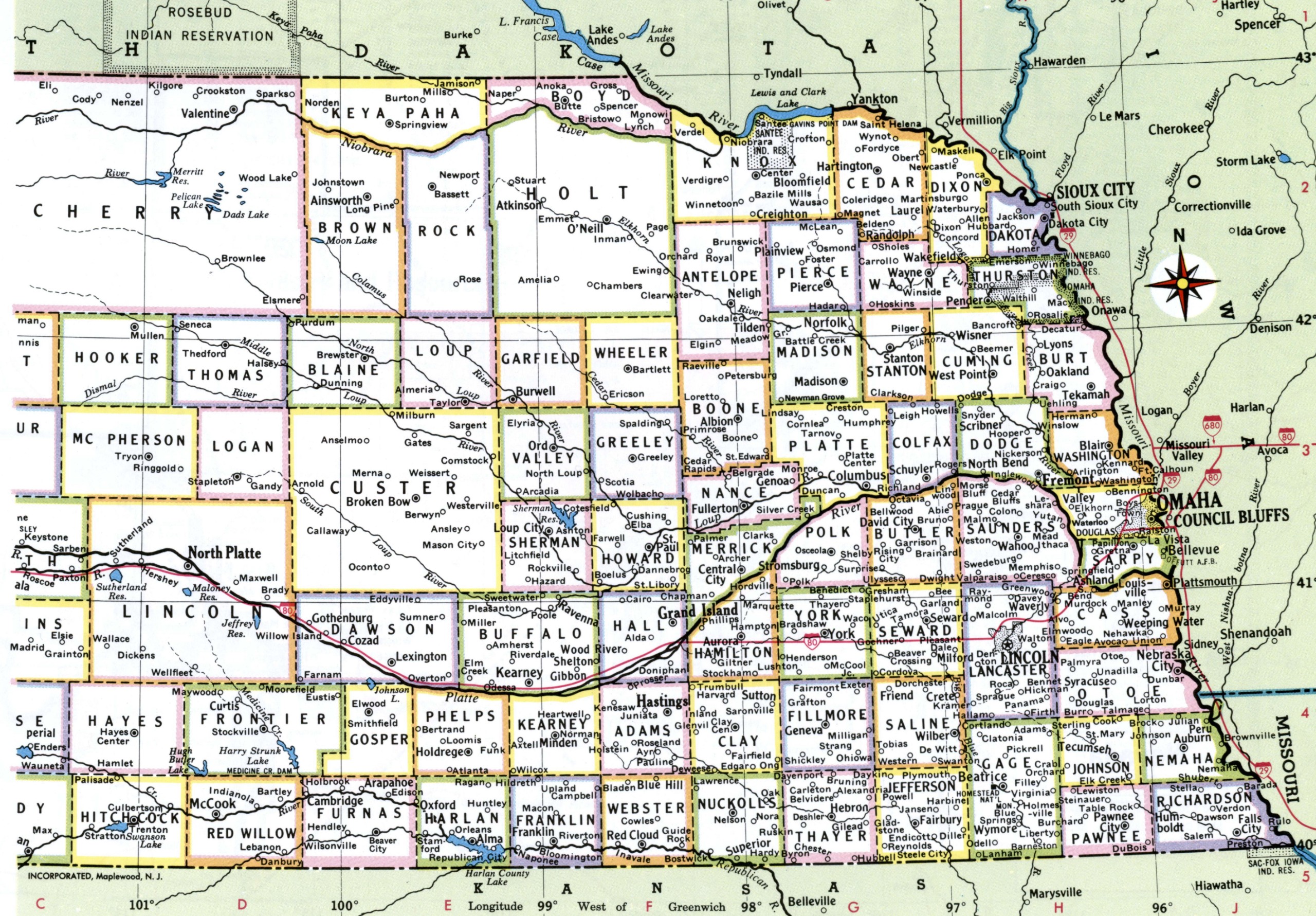 Nebraska County Map