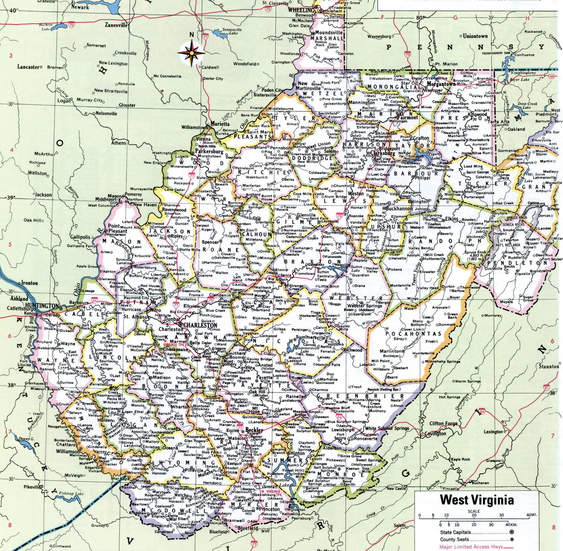 West Virginia Map Showing Counties - United States Map