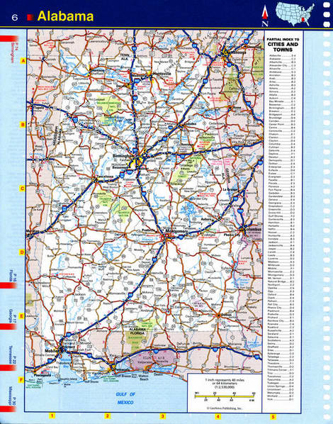 Map of Alabama state with highways,roads,cities,counties. Alabama map image