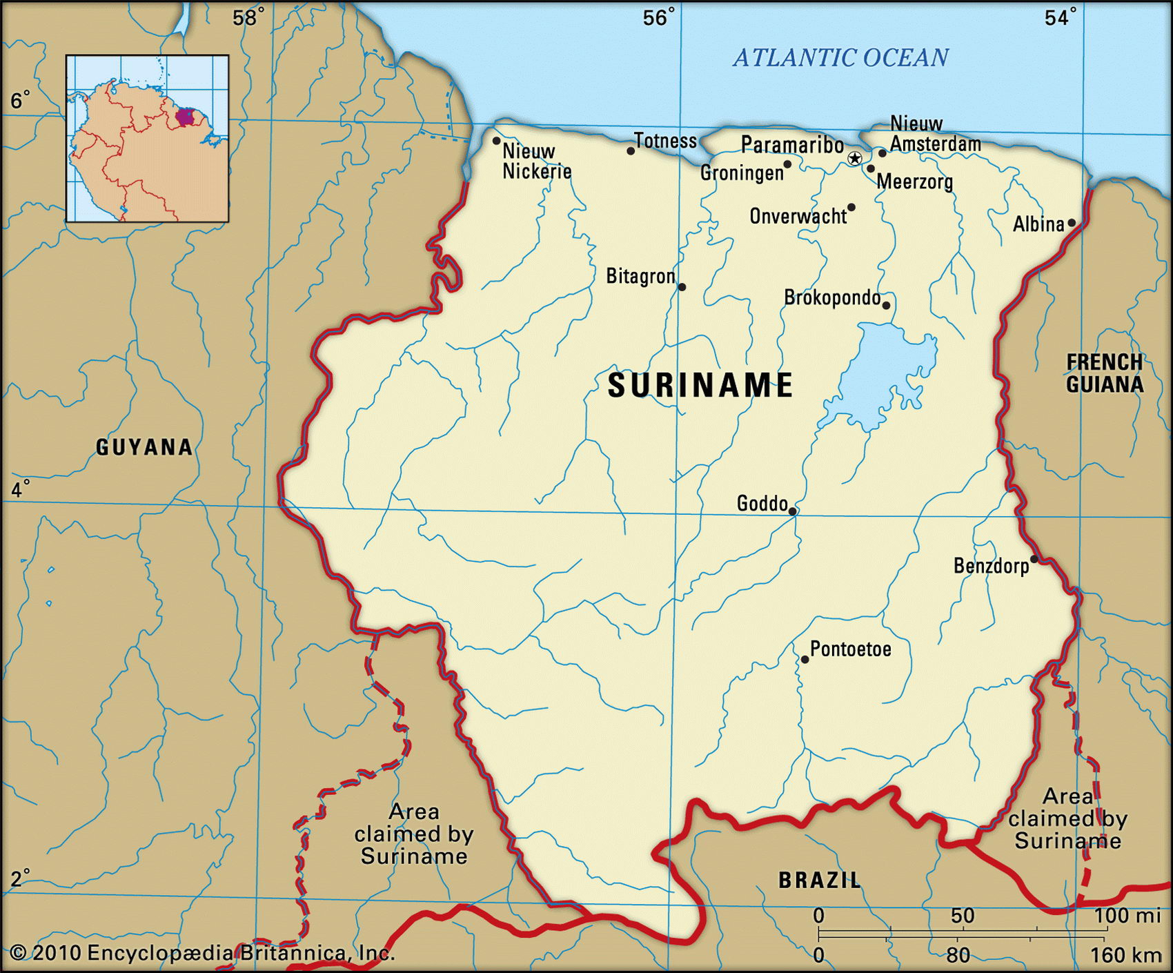 Suriname World Map