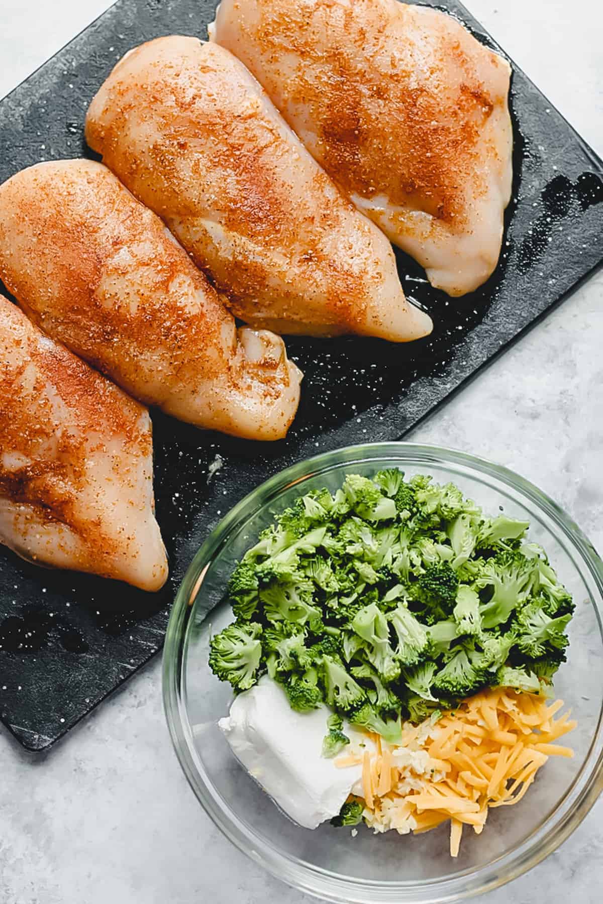 Ingredients for stuffed chicken breasts.