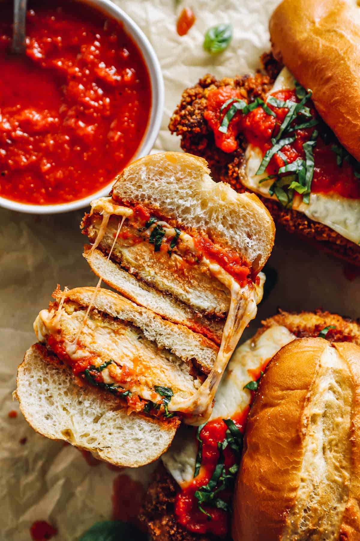 chicken parmesan on sub sandwich bread