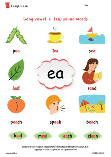 long e sound – ea sound words