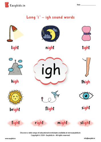 long i sound – igh sound words