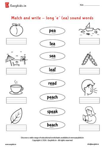 ea sound words free worksheet