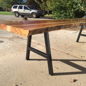 A-Frame Style Metal Table Legs for Live Edge Wood Conference Table