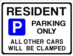 RESIDENT CAR PARKING SIGN by Custom-Large Size-270mm x 205mm(Made in UK ...