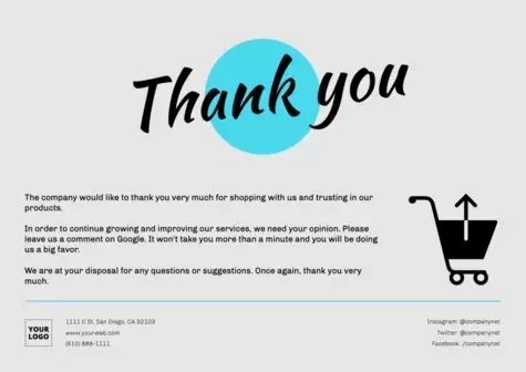 Edit a 'Thanks for shopping' sign