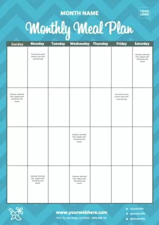 Monthly Meal Plan Templates