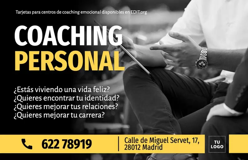 Tarjeta de coaching personal para editar