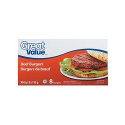 Great Value Beef Burgers 8's