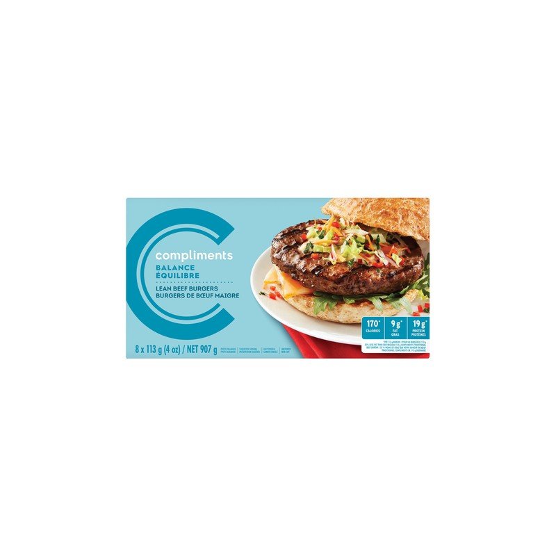 Compliments Balance Lean Beef Burgers 8’s 907 g