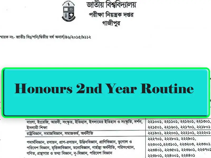 Honours 2nd Year Routine 2023