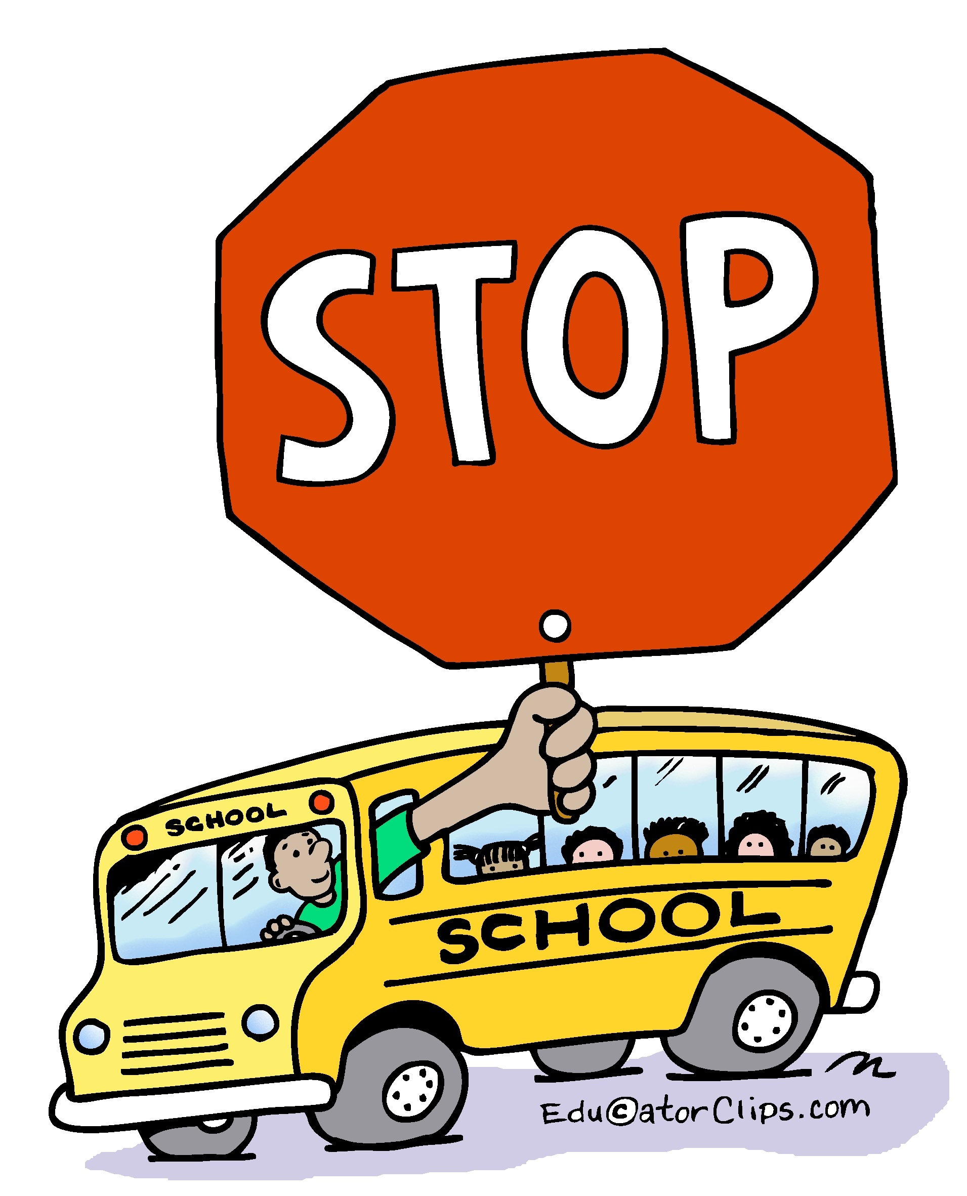 School Bus Stop Sign Cartoon