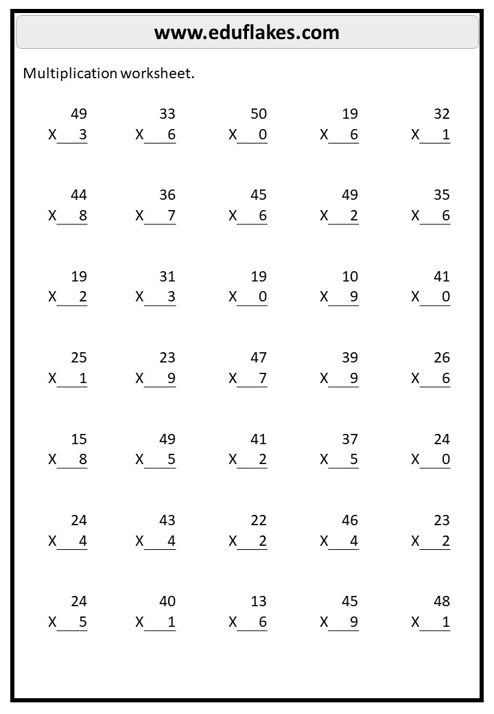 Free multiplication worksheets - eduflakes