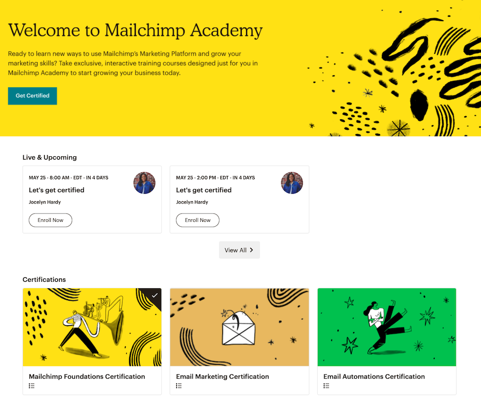 Mailchimp Academy Homepage