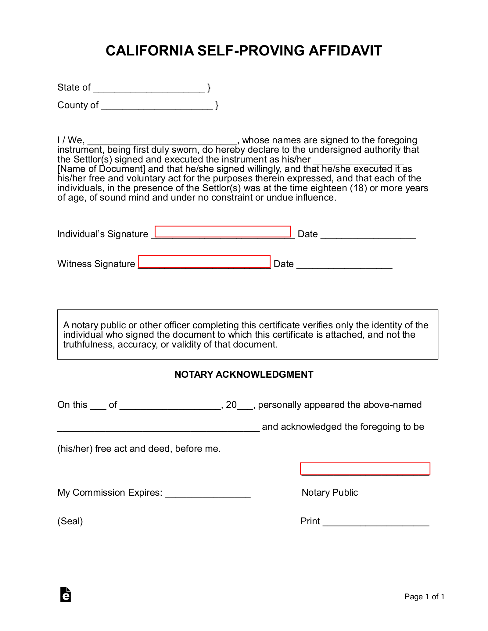 General Affidavit Template