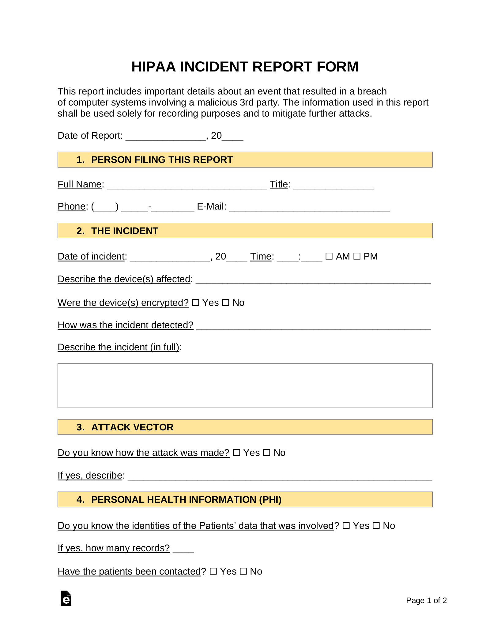 Hipaa Incident Response Plan Template