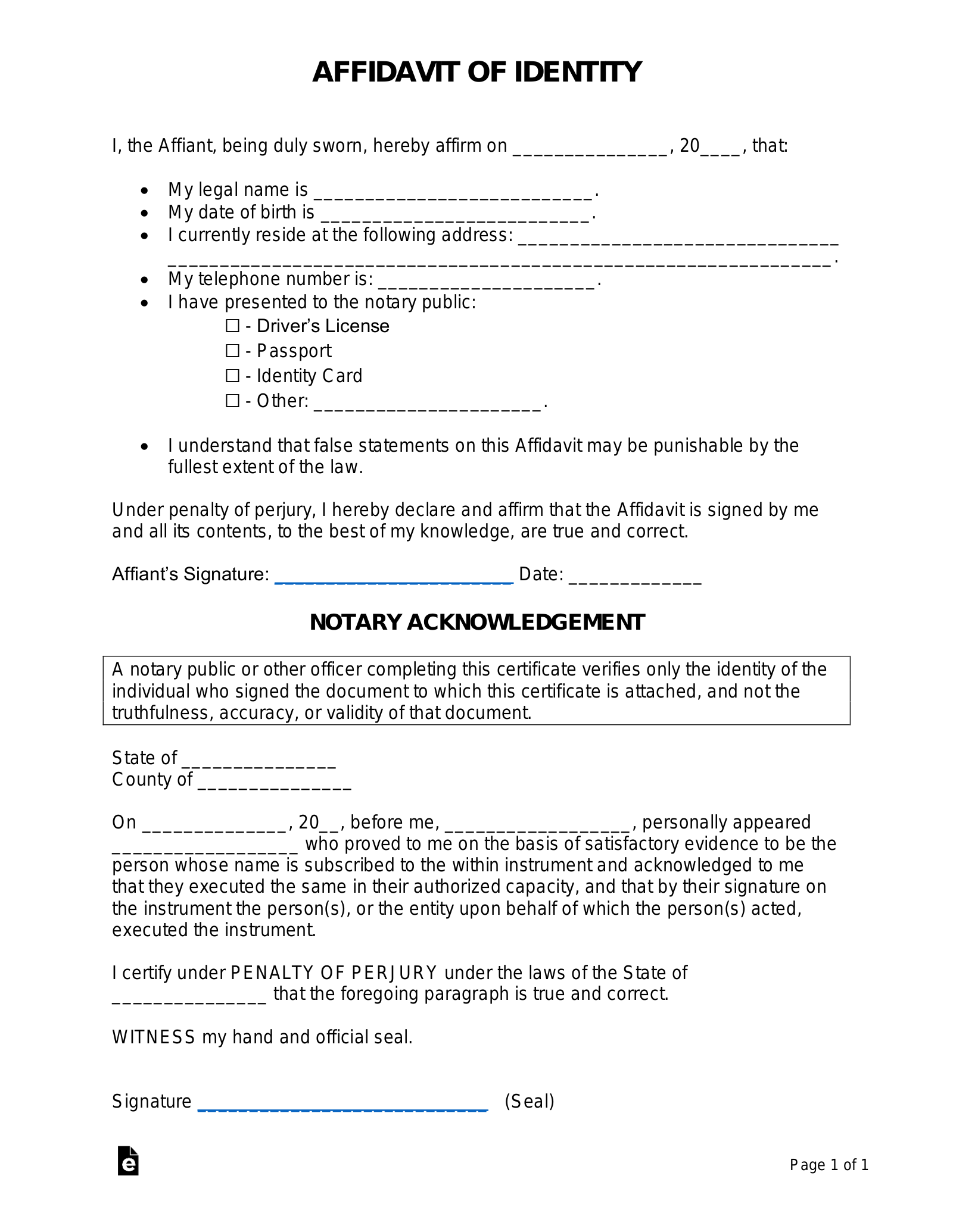 Affidavit Format