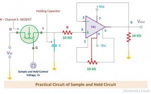 Practical circuit of Sample and hold Circuit