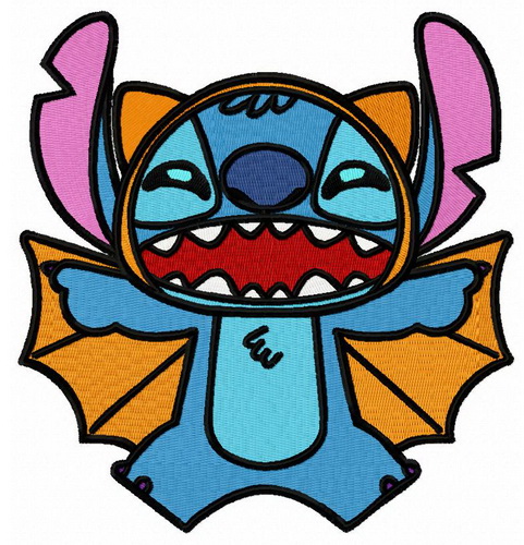 Stitch in bat costume embroidery design