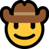 Cómo se ve el emoji Cara con sombrero de vaquero en Microsoft.