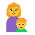 Cómo se ve el emoji Familia: mujer y niño en Microsoft.